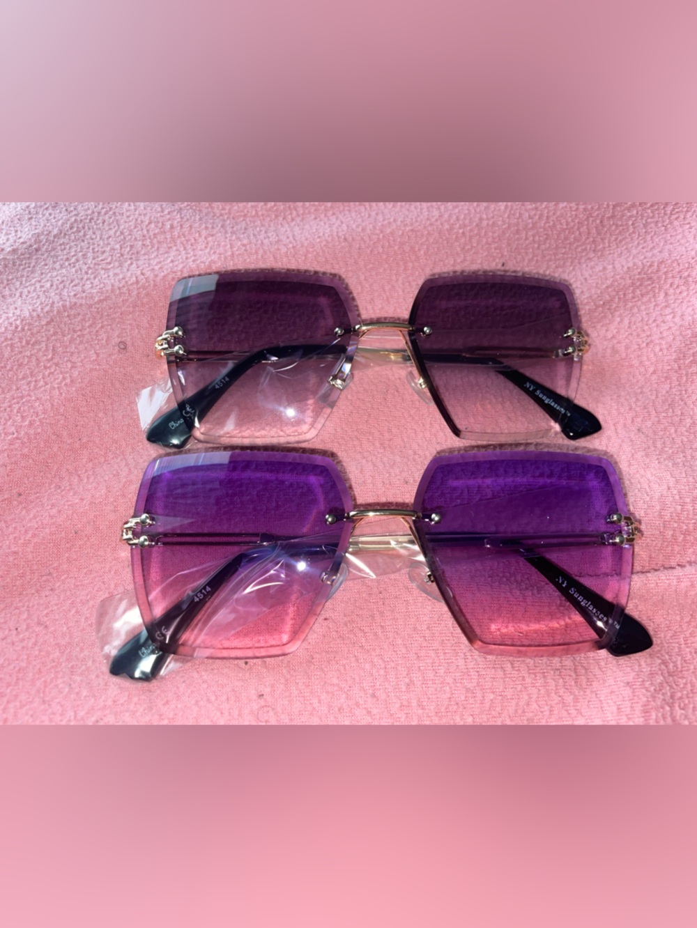 Purple Rimless Gradient Sunglasses - Unbranded